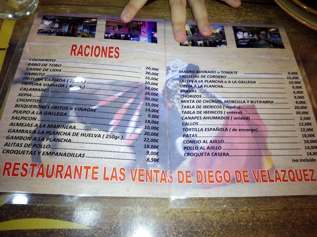 Restaurante Las Ventas de Velazquez — Carta
