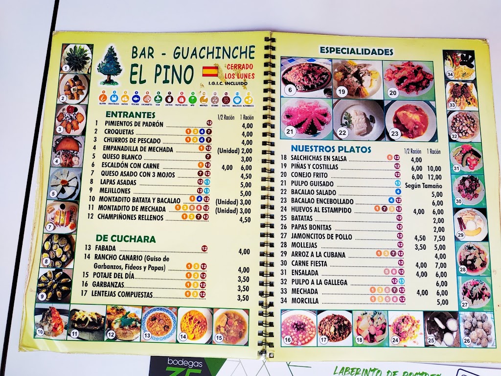 Guachinche El Pino — Carta