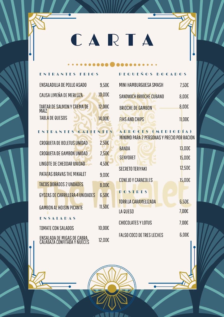 The Mikalet Restaurante — Carta