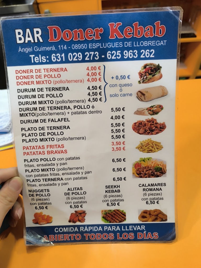 El Bar d'Esplugues Cafe i Kebab — Carta
