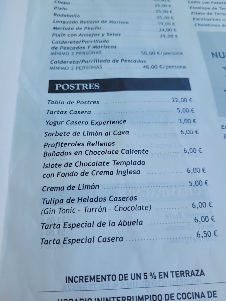 Restaurante El Sauco — Carta