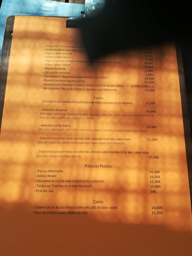 Xiringuito Acamar — Carta