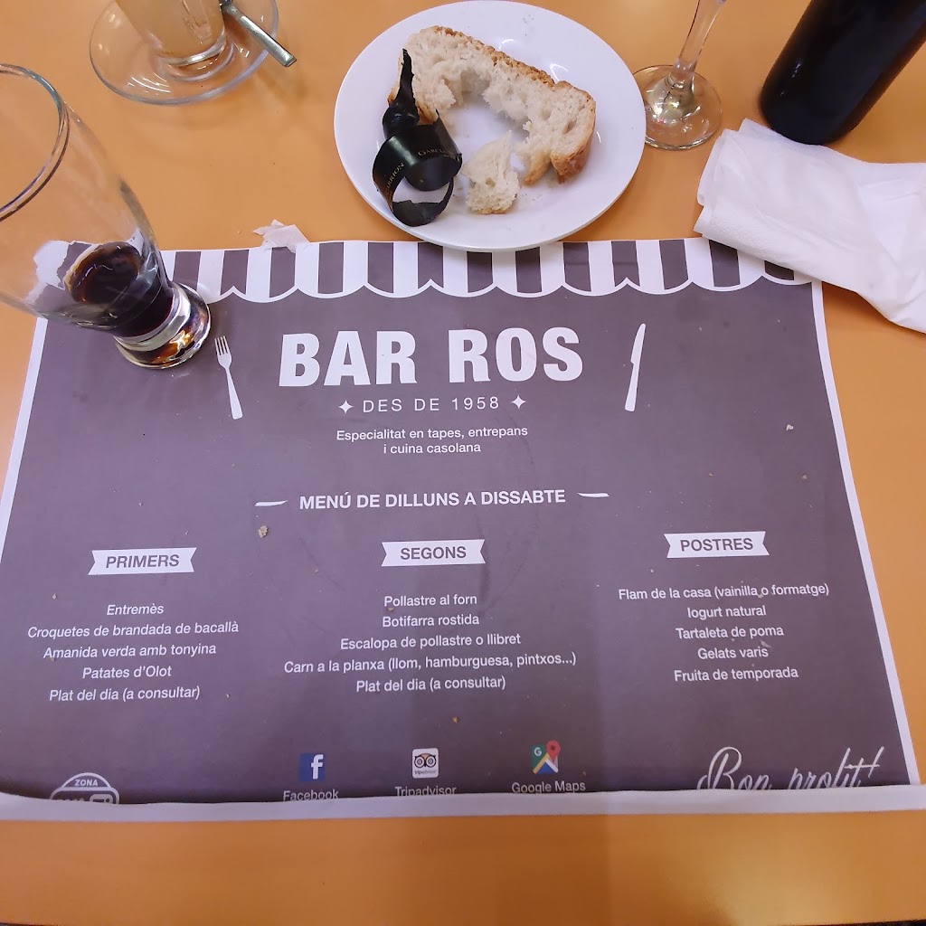 Bar Ros — Carta