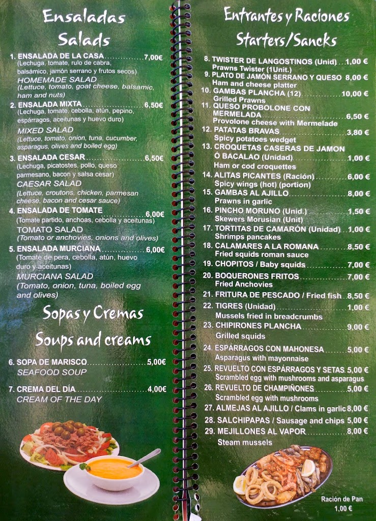 Restaurante Casa Antonio Y Tere — Carta