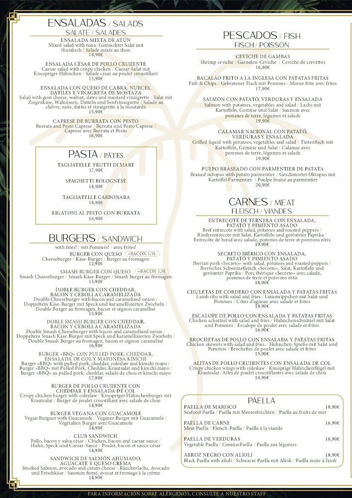 Las Maravillas Bar — Carta