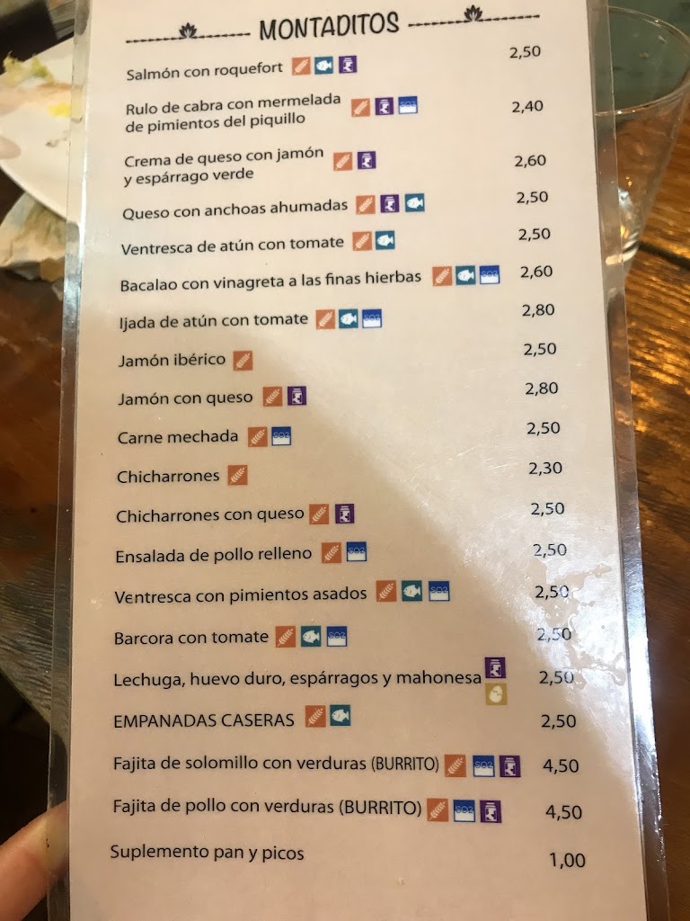 Bar Tapas El Minibar — Carta