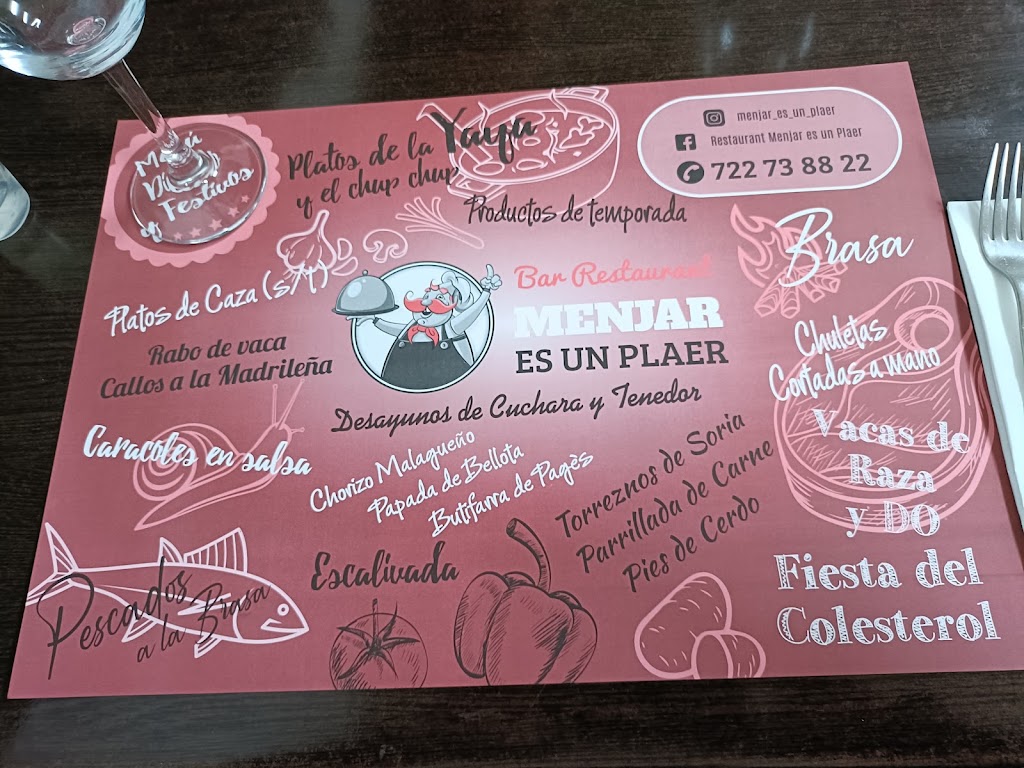 Restaurant Menjar es un plaer — Carta