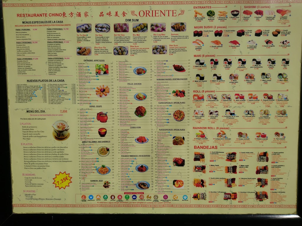 Restaurante Oriente — Carta