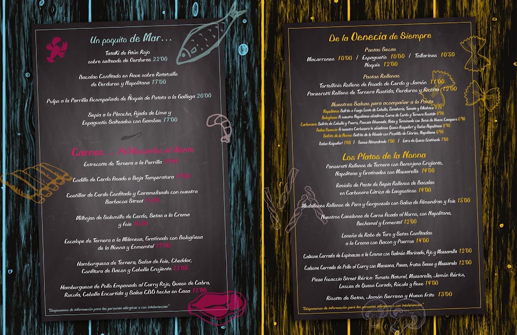 Restaurante Venecia Street — Carta