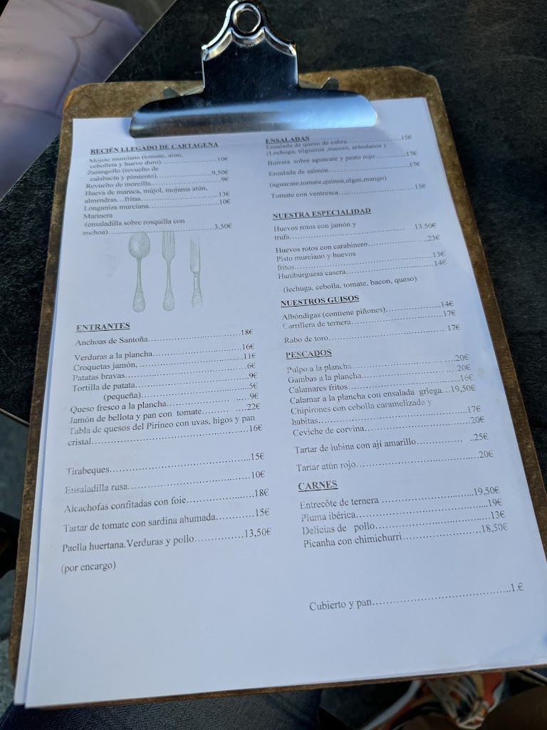 Restaurante La Mascotte — Carta