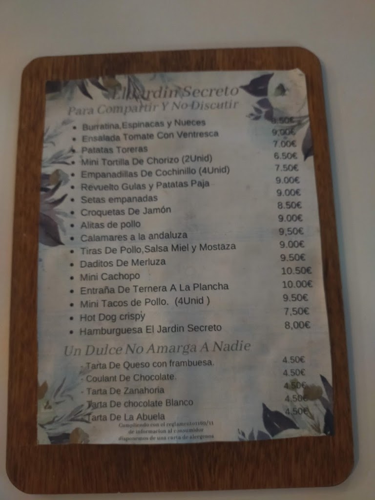 El jardin secreto azuqueca — Carta