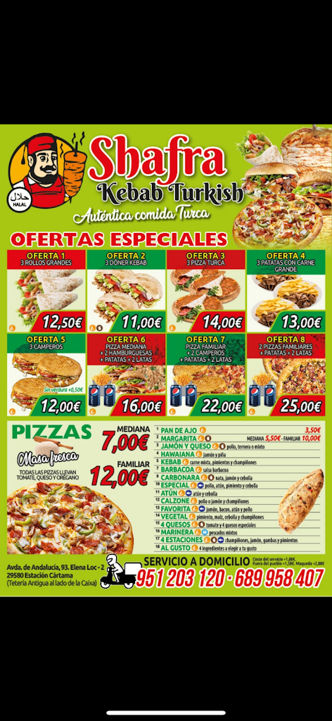 Shafra Kebab Turkish Cartama Estacion — Carta