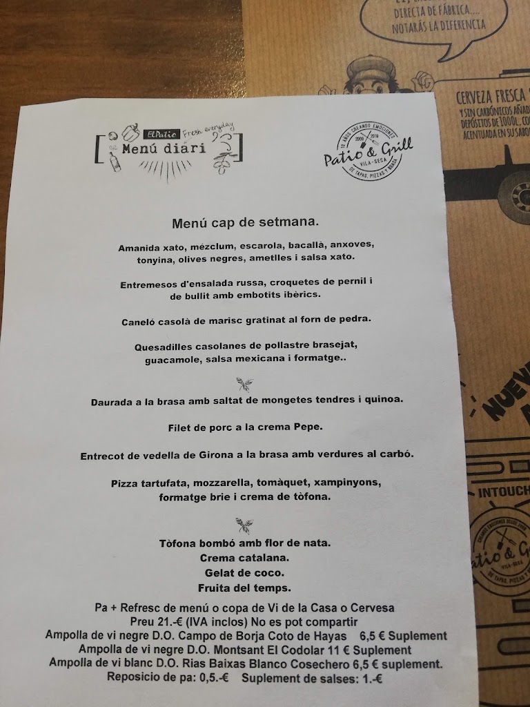 El Patio & Grill - De tapas, pizzas y brasa — Carta