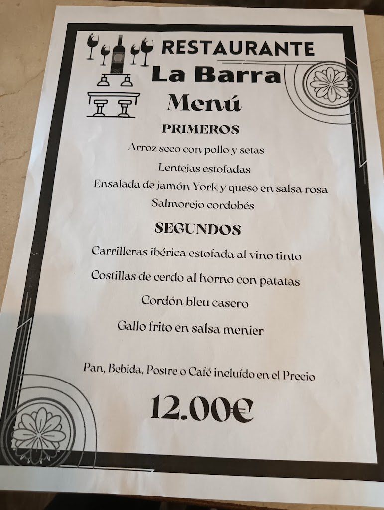 Restaurante La Barra — Carta