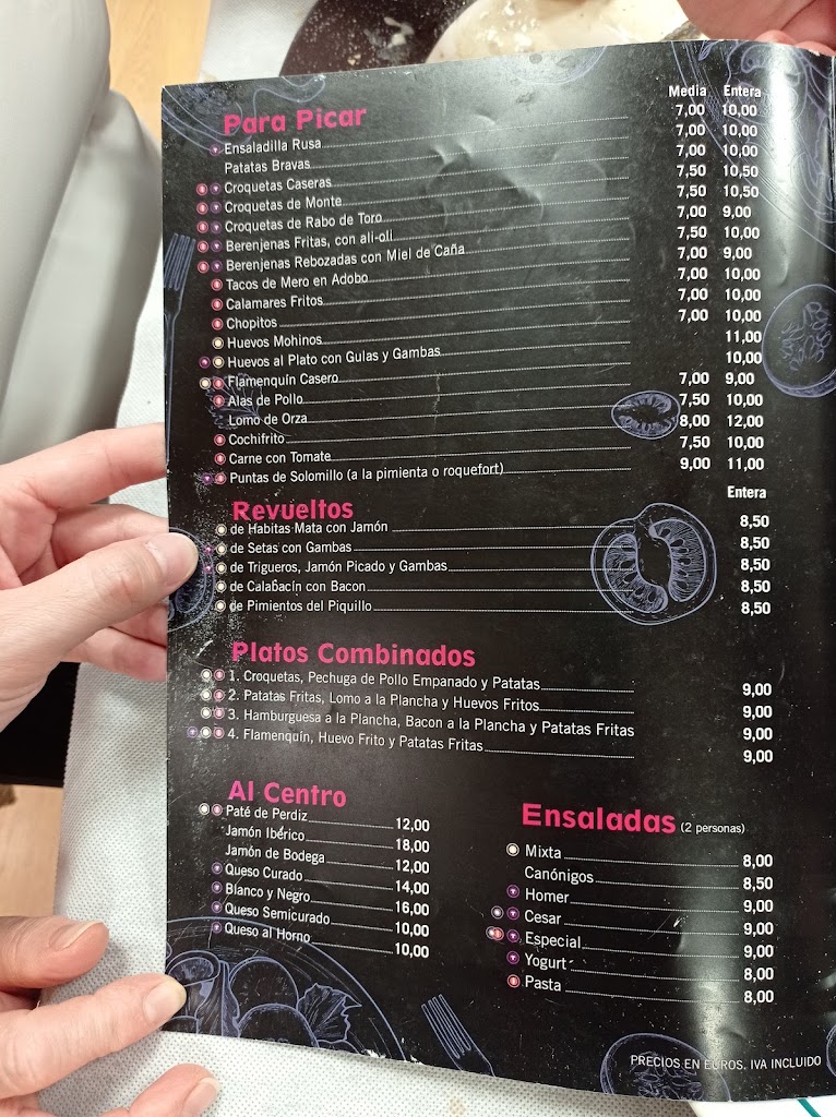 Cerveceria Homer — Carta