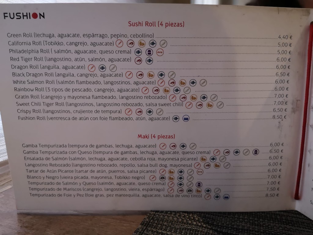 Restaurante Japones - FUSHION — Carta