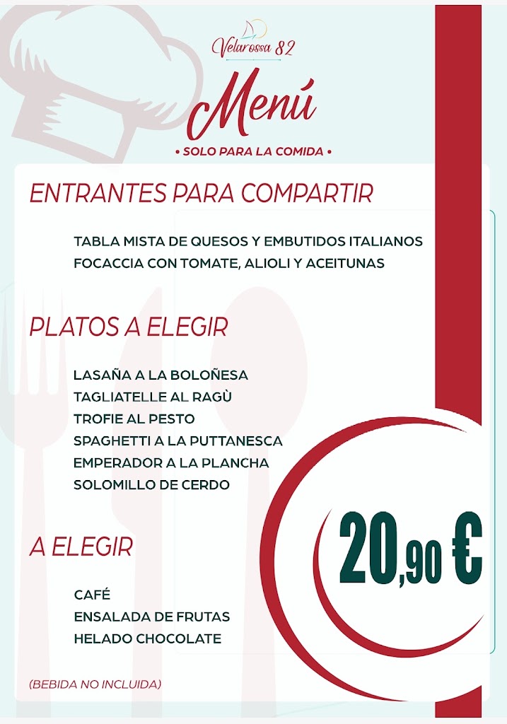 Restaurante Italiano y Pizzeria Velarossa82 — Carta