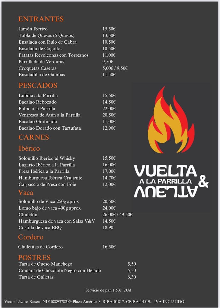 Vuelta y Vuelta Restaurante — Carta