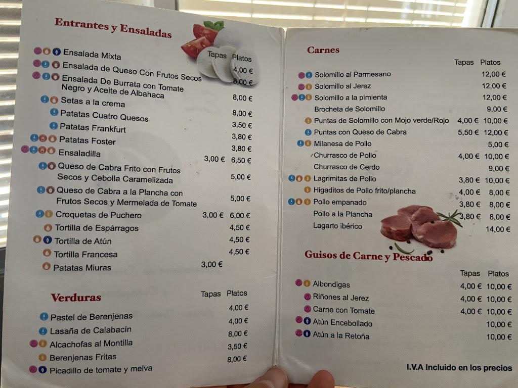 Bar El Prado — Carta