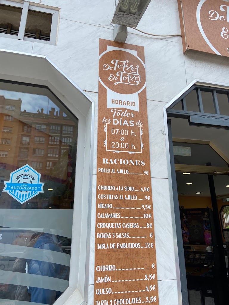 De Taza en Taza Sidreria Cafeteria — Carta