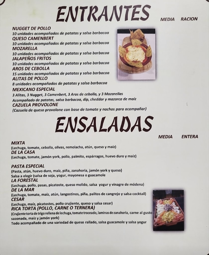 Pizzeria La Forestal — Carta