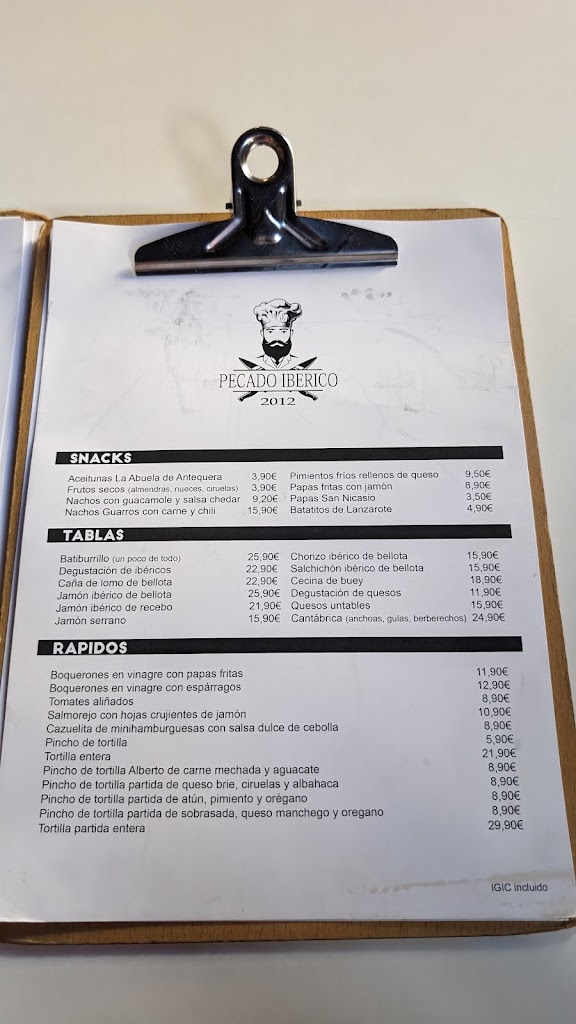 Pecado Iberico — Carta