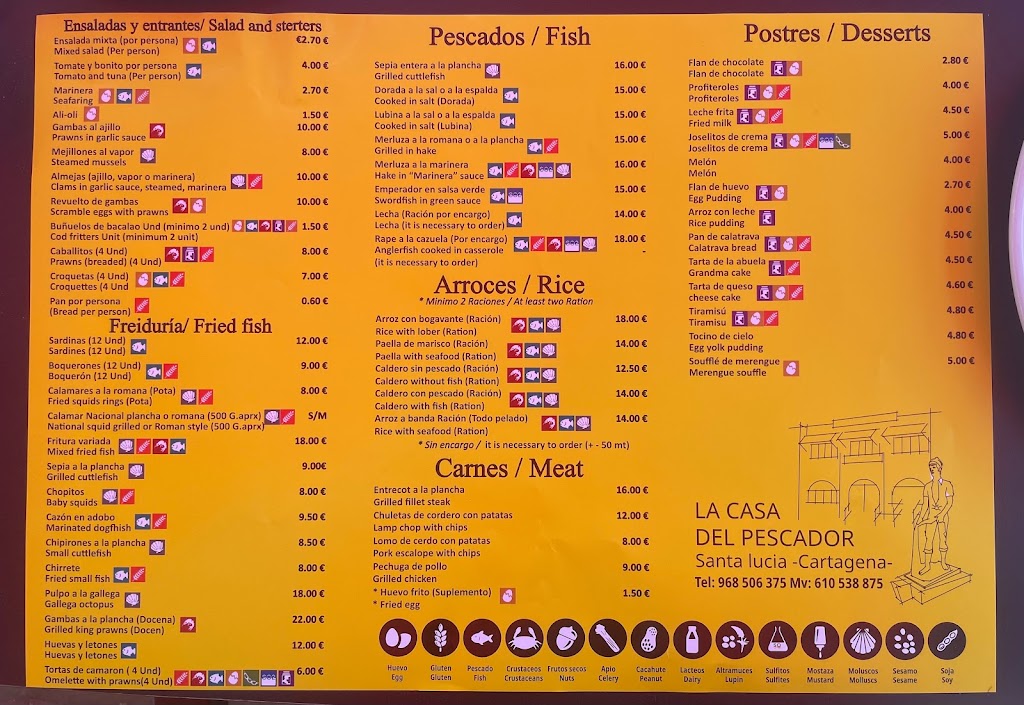 Casa del Pescador — Carta