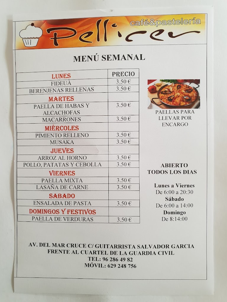 Cafeteria Pellicer — Carta