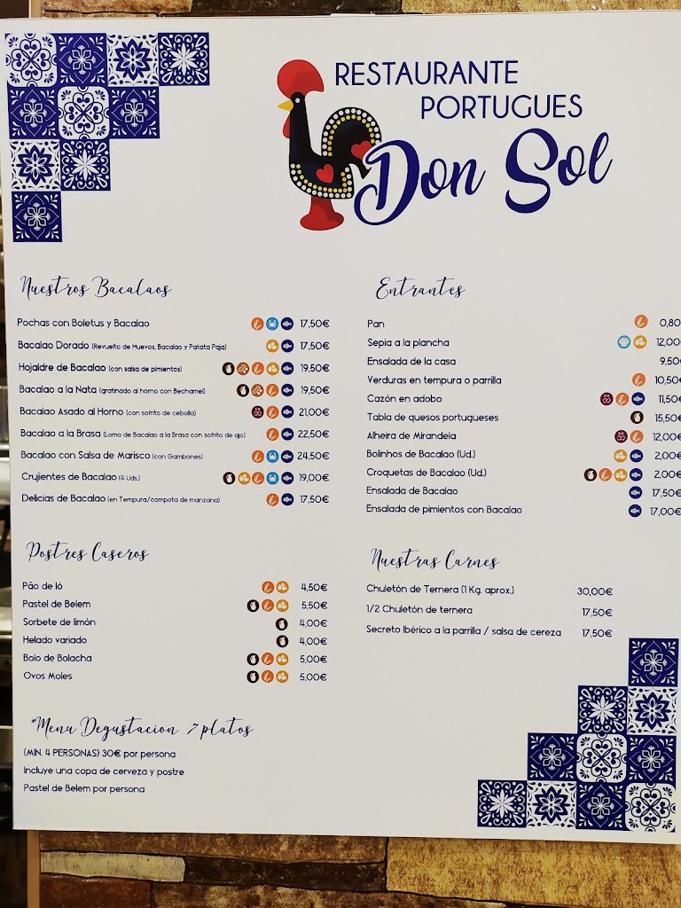 Restaurante Portugues Don Sol — Carta