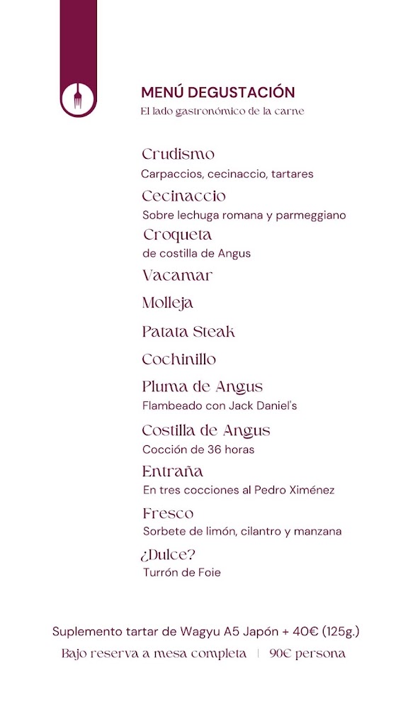 Restaurante Instinto Carnivoro — Carta