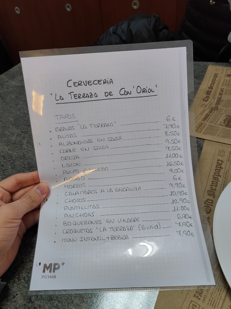 La Terraza de Can Oriol — Carta