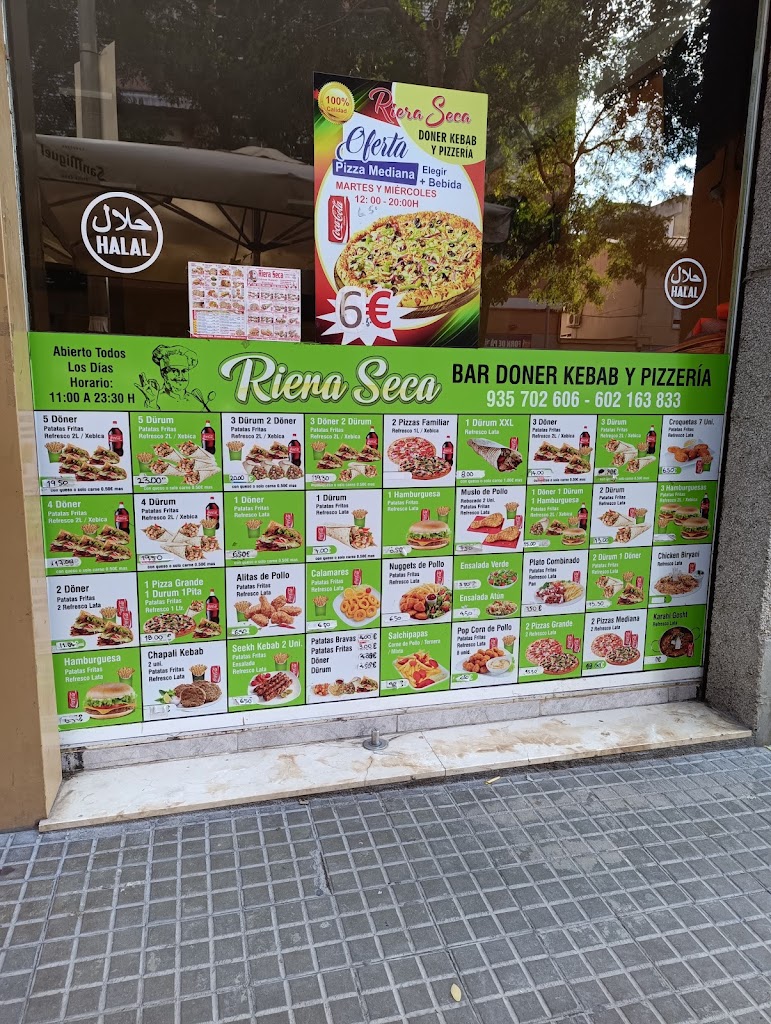 Riera Seca Kebab Bar & Cafeteria — Carta