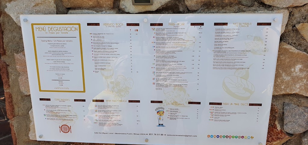 Venetiis Restaurant — Carta