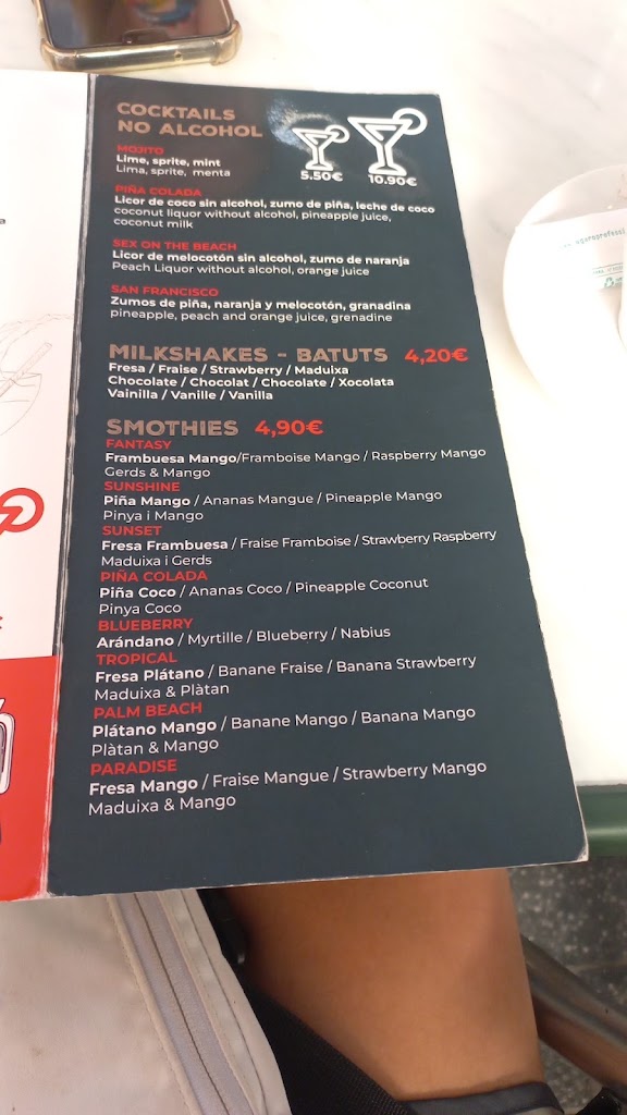 Cafeteria layla — Carta