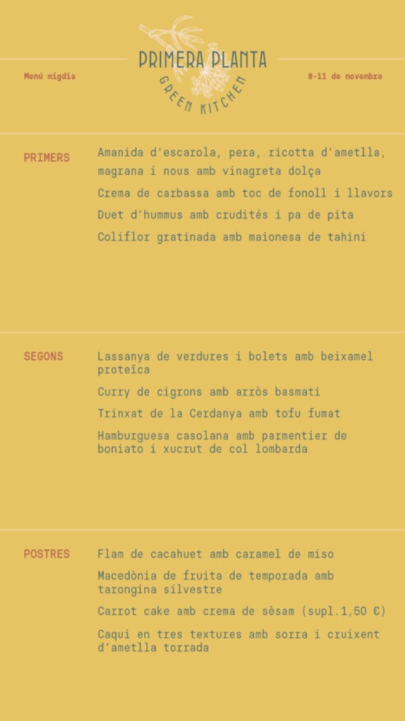 Primera Planta Green Kitchen — Carta