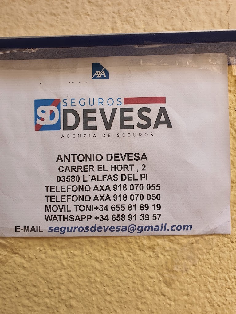 AXA Oficina DEVESA SAVAL,ANTONIO — Del propietario