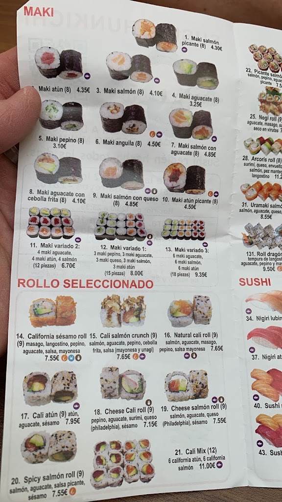 Sushi Shunkichi — Carta