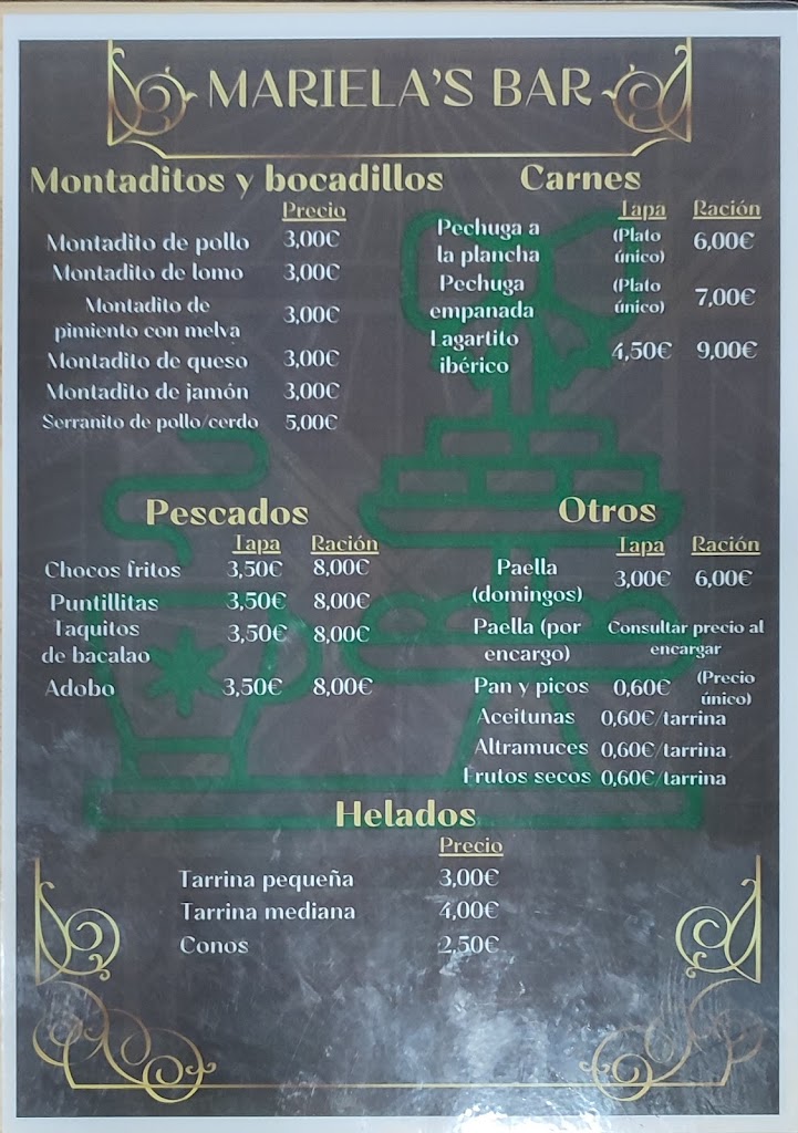 Cafeteria Cerveceria Blanco — Carta