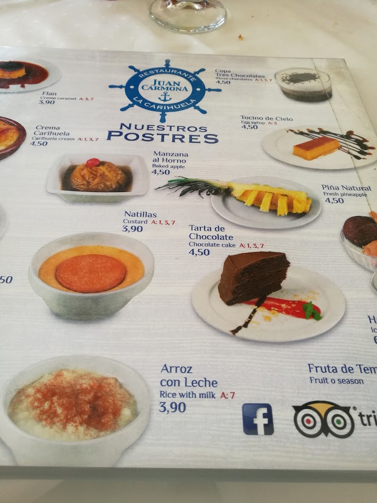 Restaurante Juan Carmona — Carta