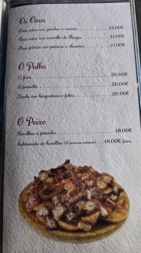 Tasca A Pedra — Carta