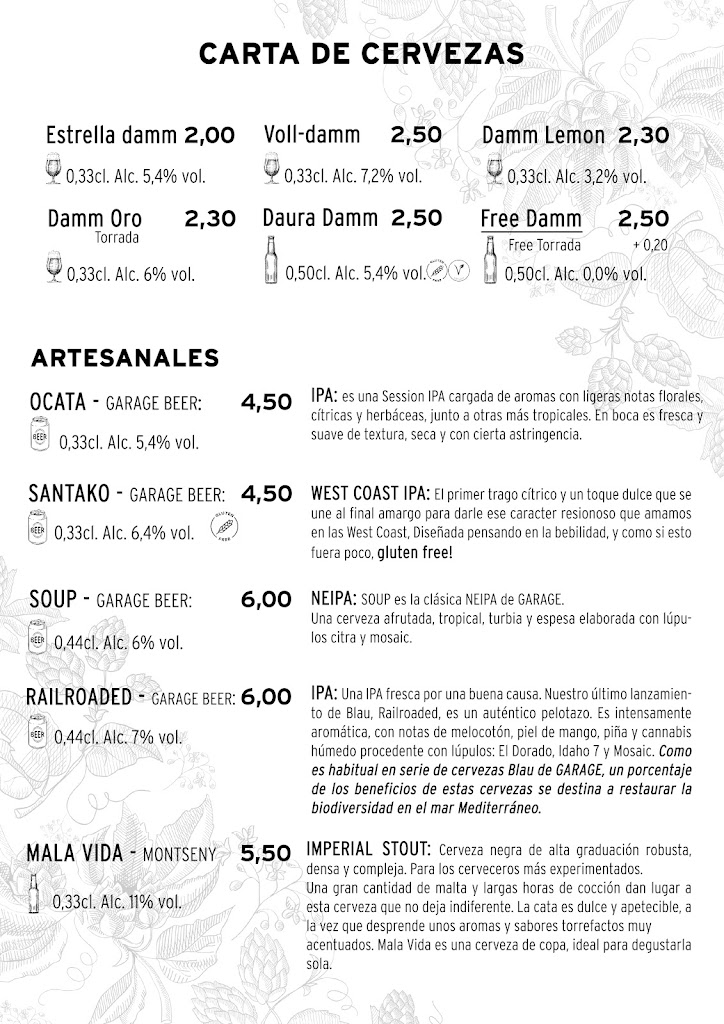 Bar La Calandria — Carta