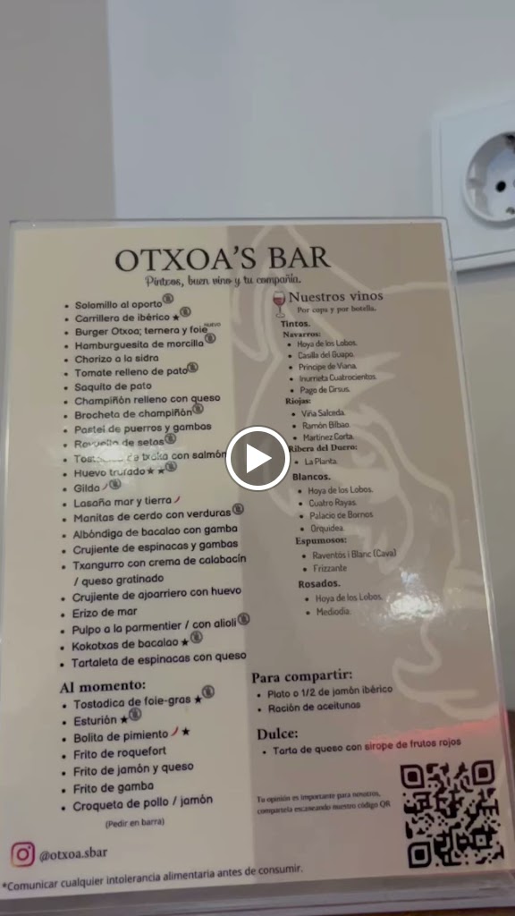 Otxoa's Bar — Carta