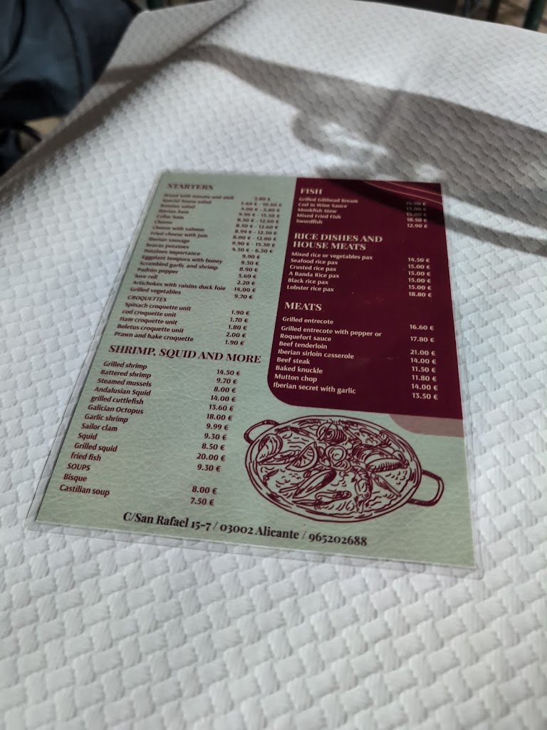 Bar Restaurante Rincon De Antonio II — Carta