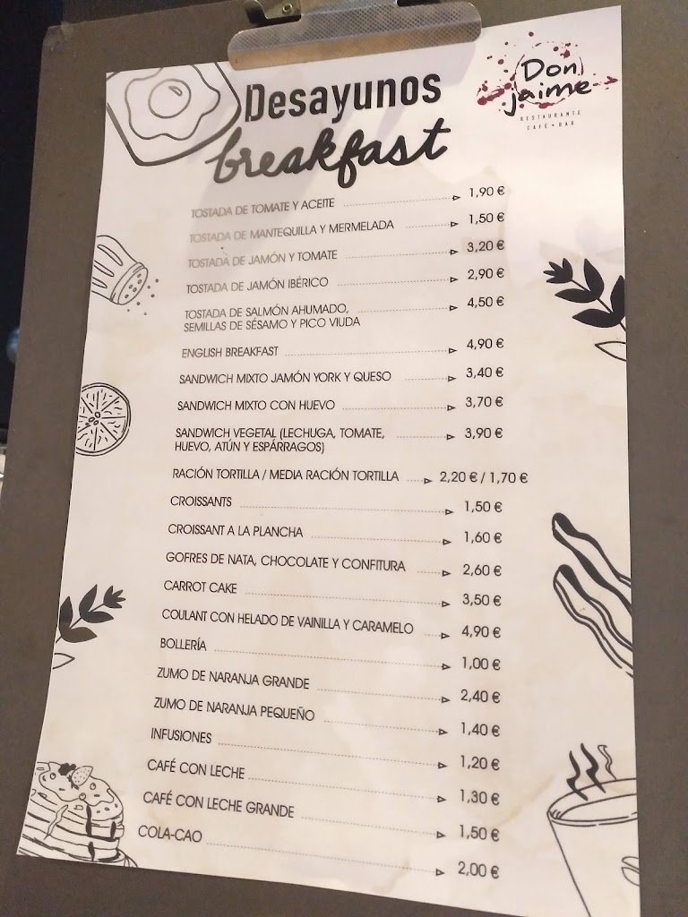 Don Jaime Restaurante — Carta
