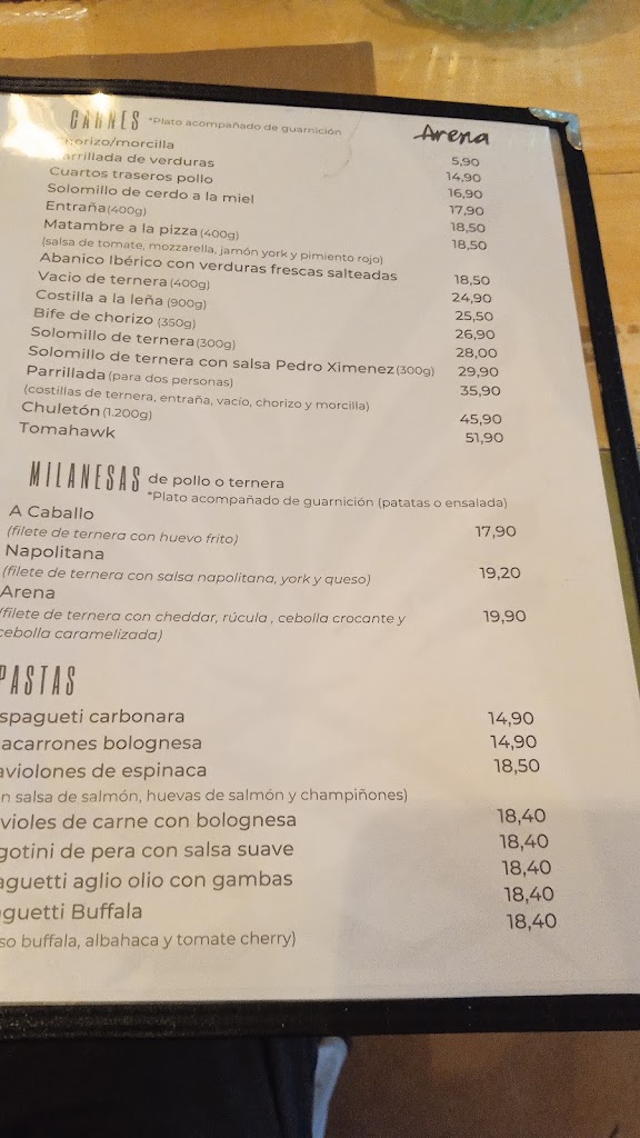 Arena Resto&Bar — Carta