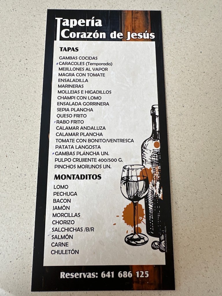 Taperia aqui me quedo — Carta