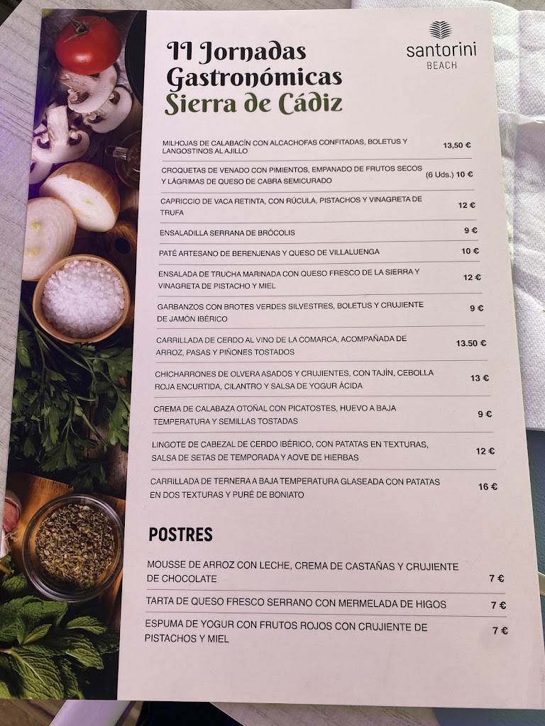 Santorini Playa — Carta