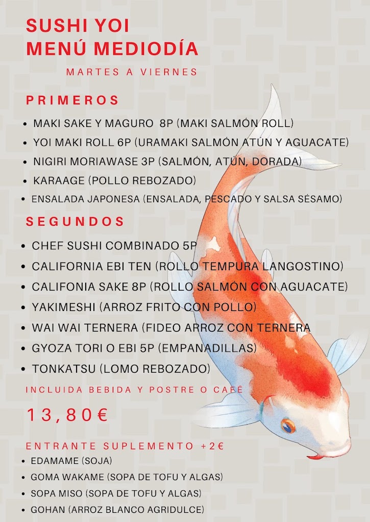Sushi Yoi — Carta