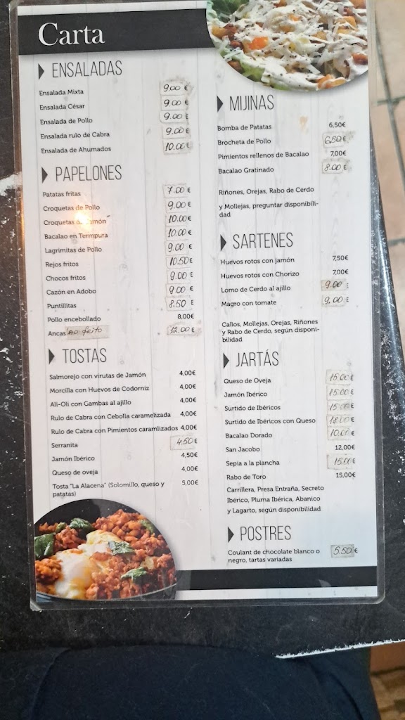 La Alacena — Carta