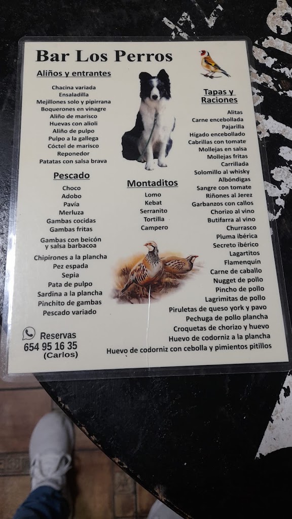 Bar los perros — Carta